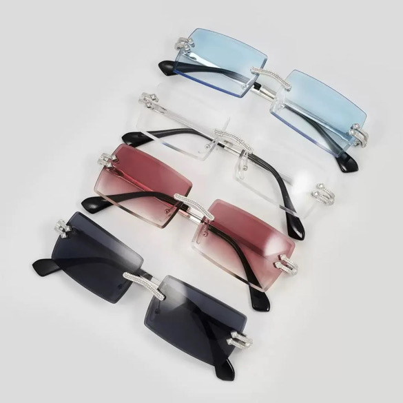 Lunettes sans monture pavées moissanite