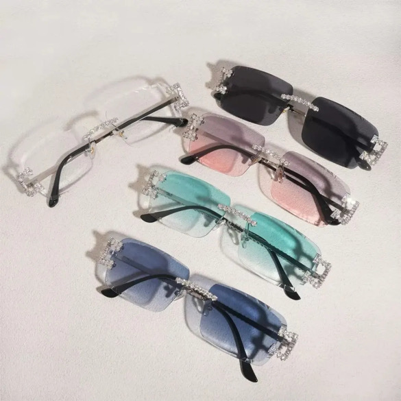 Lunettes sans monture, pont pavé moissanite